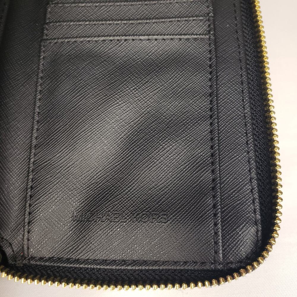 Michael Kors MK Jet Set Snap Wallet Cell Phone Case BLACK Wristlet Gold Hardware - Picture 5 of 11